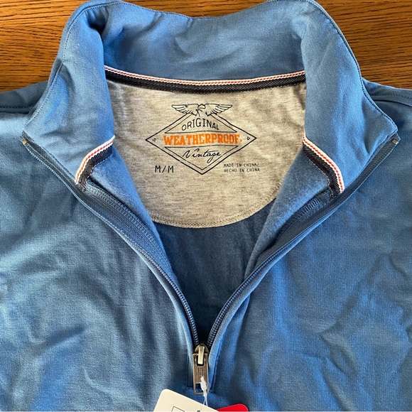 “Original Weatherproof Vintage” Quarter Zip Blue Sweater Jacket - Picture 4 of 7